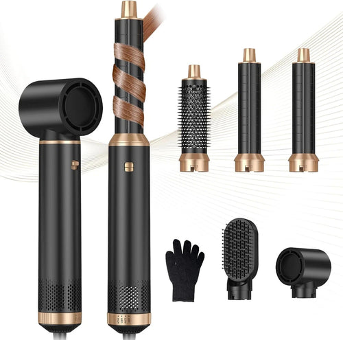 5 in 1 Hair Dryer Brush Auto Wrap Curler Negative Ion Hot Air Styler Volumizer
