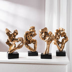 Abstract Couple Kiss Statue Contemporary Home Decor Accent