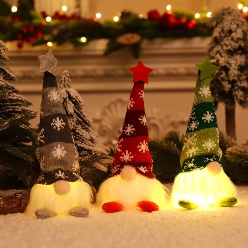 Scandinavian Plush Christmas Gnome Figurine Warm LED - Image 4