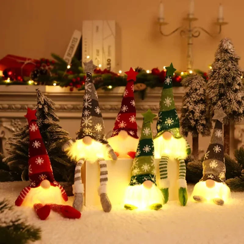 Scandinavian Plush Christmas Gnome Figurine Warm LED - Image 5