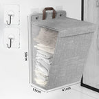 Wall Mounted Laundry Basket Foldable Adhesive Clothes Hamper - Image 8