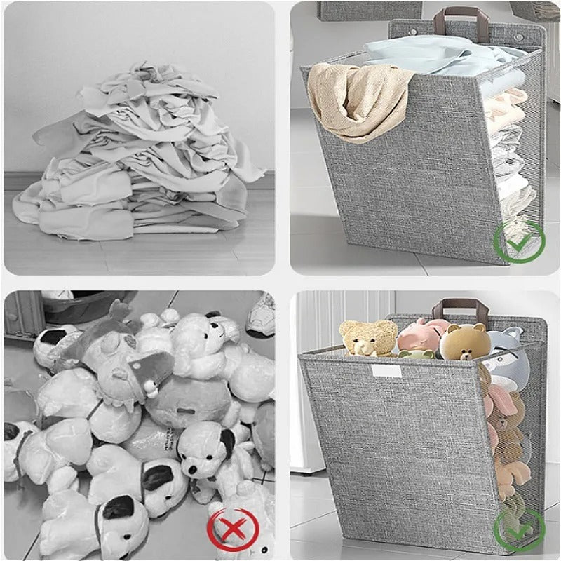 Wall Mounted Laundry Basket Foldable Adhesive Clothes Hamper - Image 3