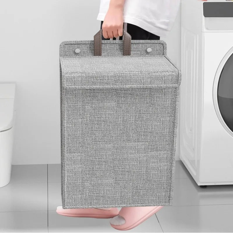 Wall Mounted Laundry Basket Foldable Adhesive Clothes Hamper - Image 4