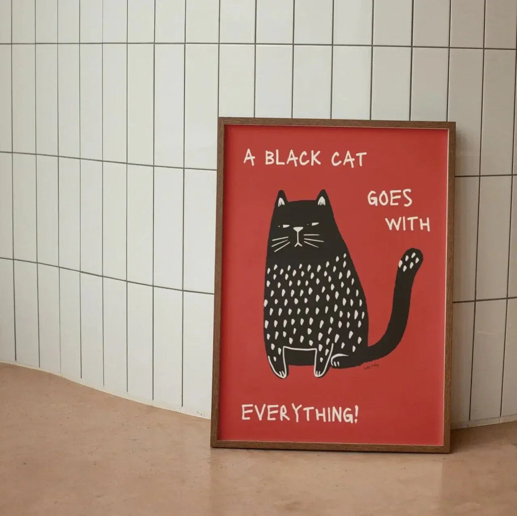 Playful Black Cat Wall Art Décor