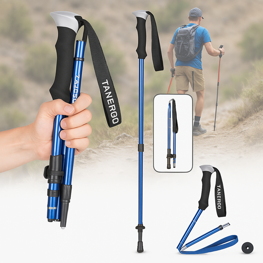 Hiking Poles Adjustable Foldable Sticks for Walking & Trekking