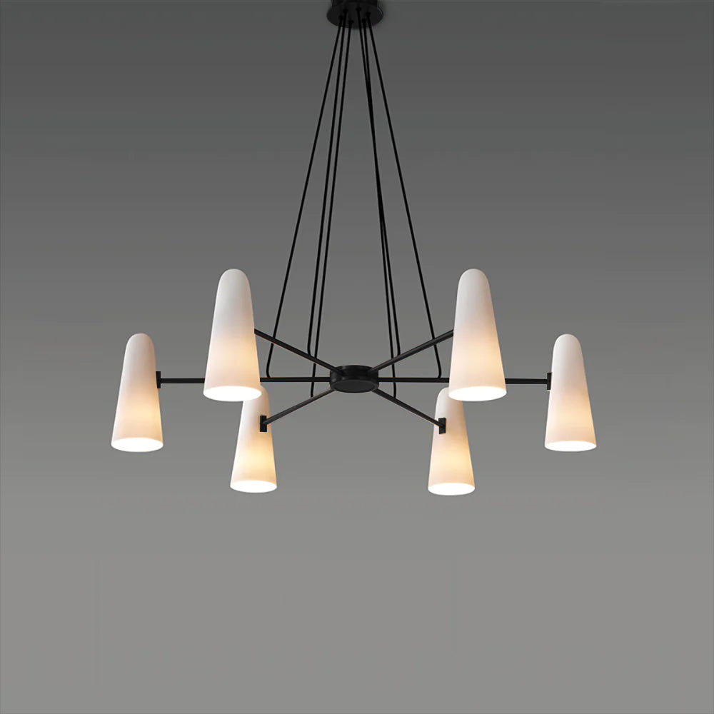 Modern Chandelier Ceiling Light LED Pendant with Clear Glass Shades