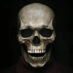 Human Skull Full Head Mask Movable Jaw Halloween Accessory
