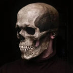 Human Skull Full Head Mask Movable Jaw Halloween Accessory