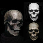 Human Skull Full Head Mask Movable Jaw Halloween Accessory