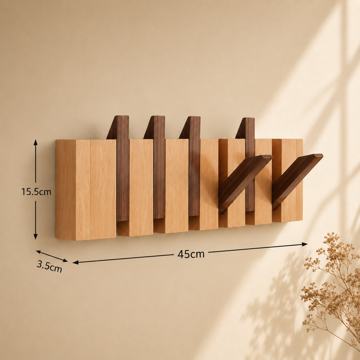 Wooden Space-Saving Wall-Mounted Piano Hanger Rack