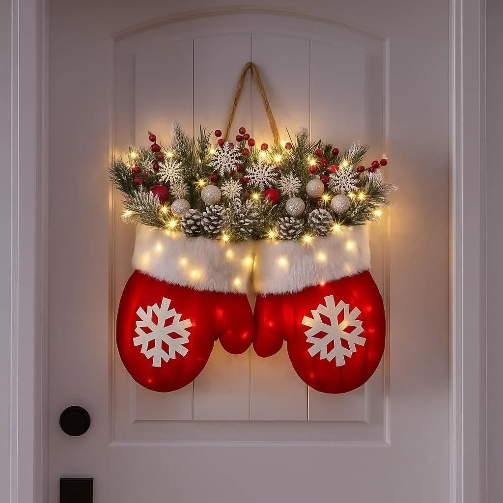Mitten Christmas Door Hanger Warm White LED - Image 3