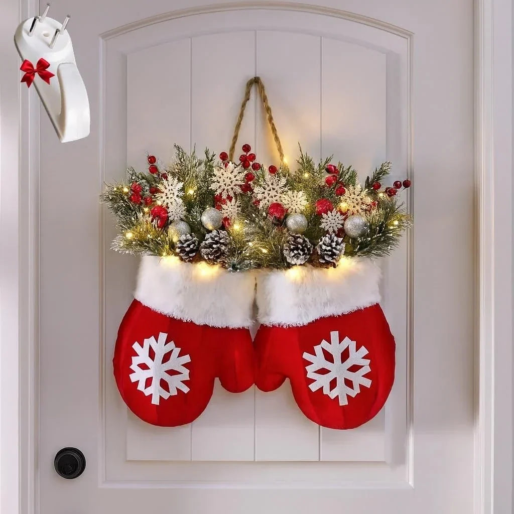 Mitten Christmas Door Hanger Warm White LED - Image 6