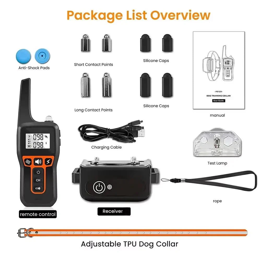 Rechargeable Dog Training Collar with Beep, Vibration & Static Modes