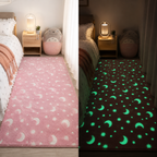 Magical Glow in the Dark Kids Rug with Moon and Star Design