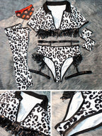 Womens Plus Size Cosplay Lingerie Set Leopard Print - Image 5