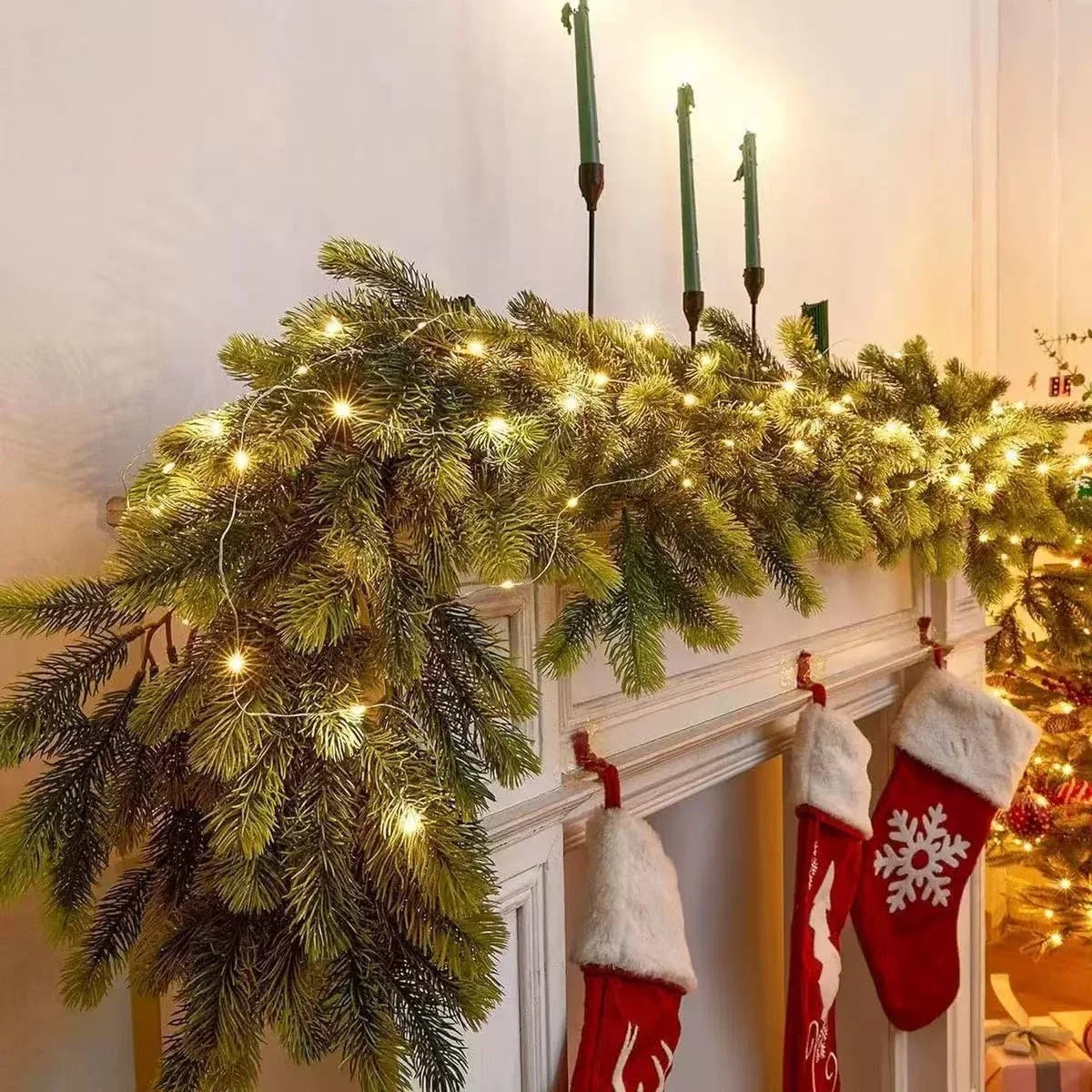 Artificial Pine Prelit Christmas Garland Battery Operated - Image 8