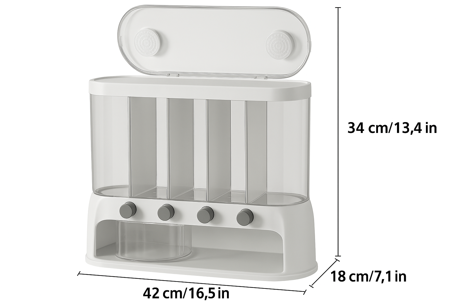 Airtight Pantry Organizer Multi Compartment Grain Rice Dry Food Dispenser - Image 5