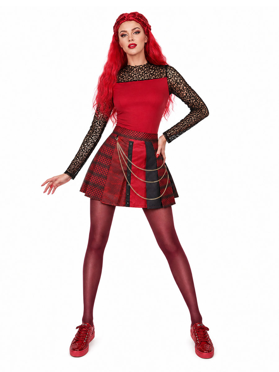 Women 5 Piece Red Princess Rocker Costume - Image 3