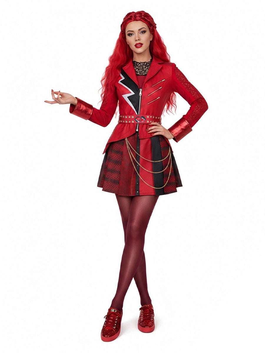 Women 5 Piece Red Princess Rocker Costume - Image 4