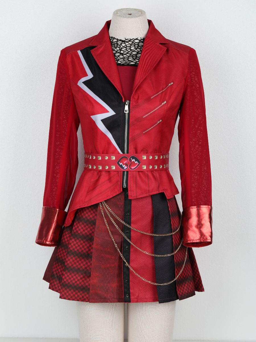 Women 5 Piece Red Princess Rocker Costume - Image 9