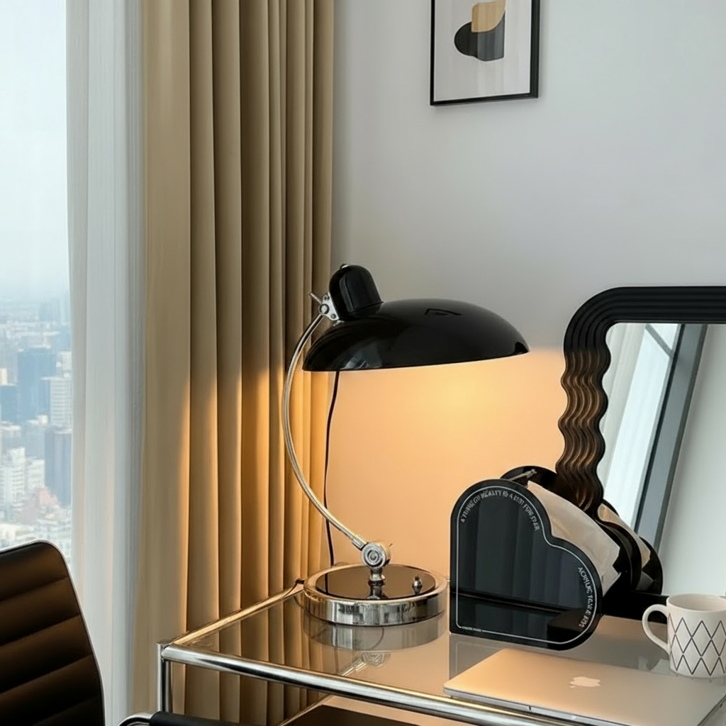 Modern Table Lamp Chrome Curved Metal Bedside Desk Lamp - Image 4