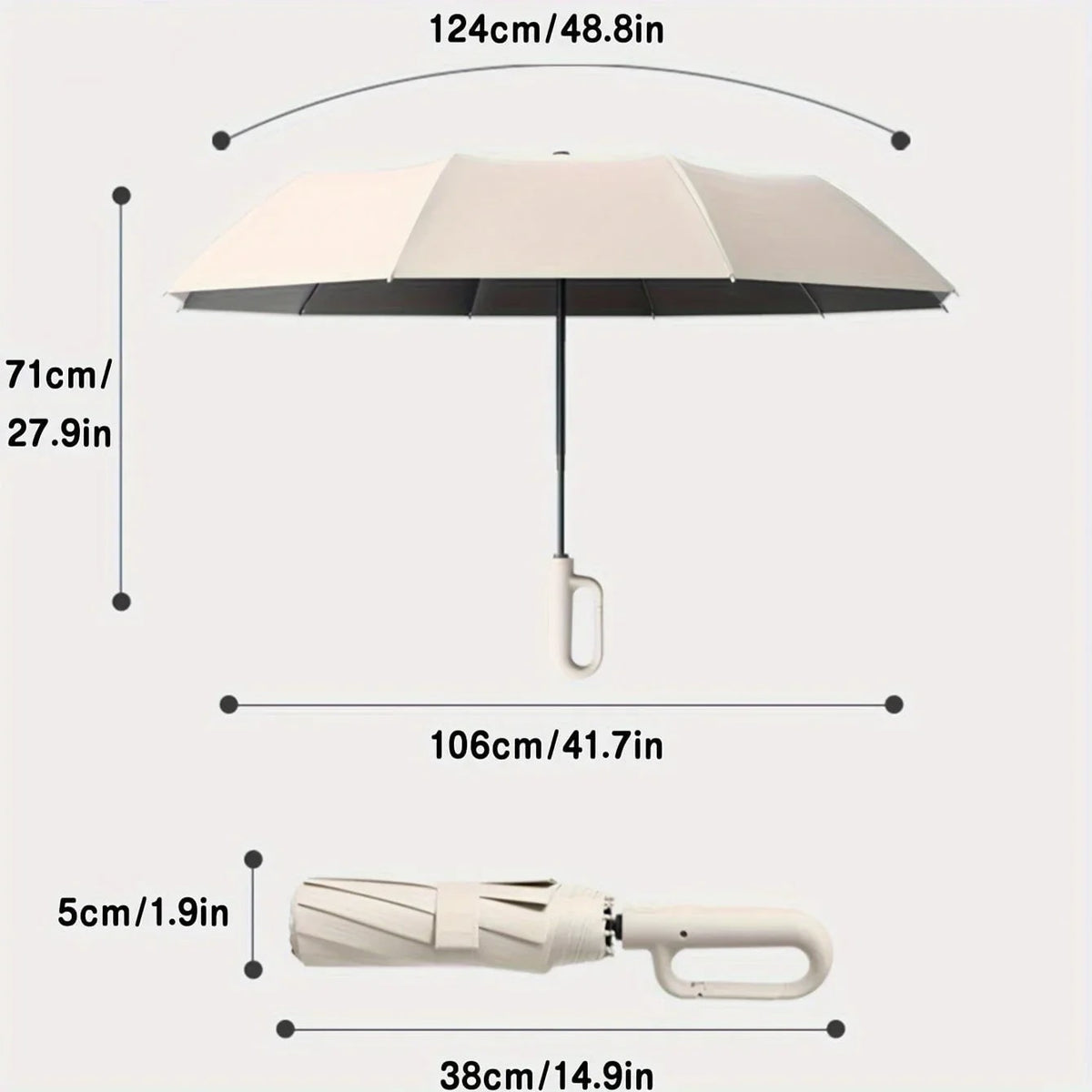 Windproof Travel Umbrella Carabiner Clip Handle - Image 7