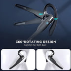 Wireless Bluetooth Headset Dual Microphone Noise Cancelling Earpiece