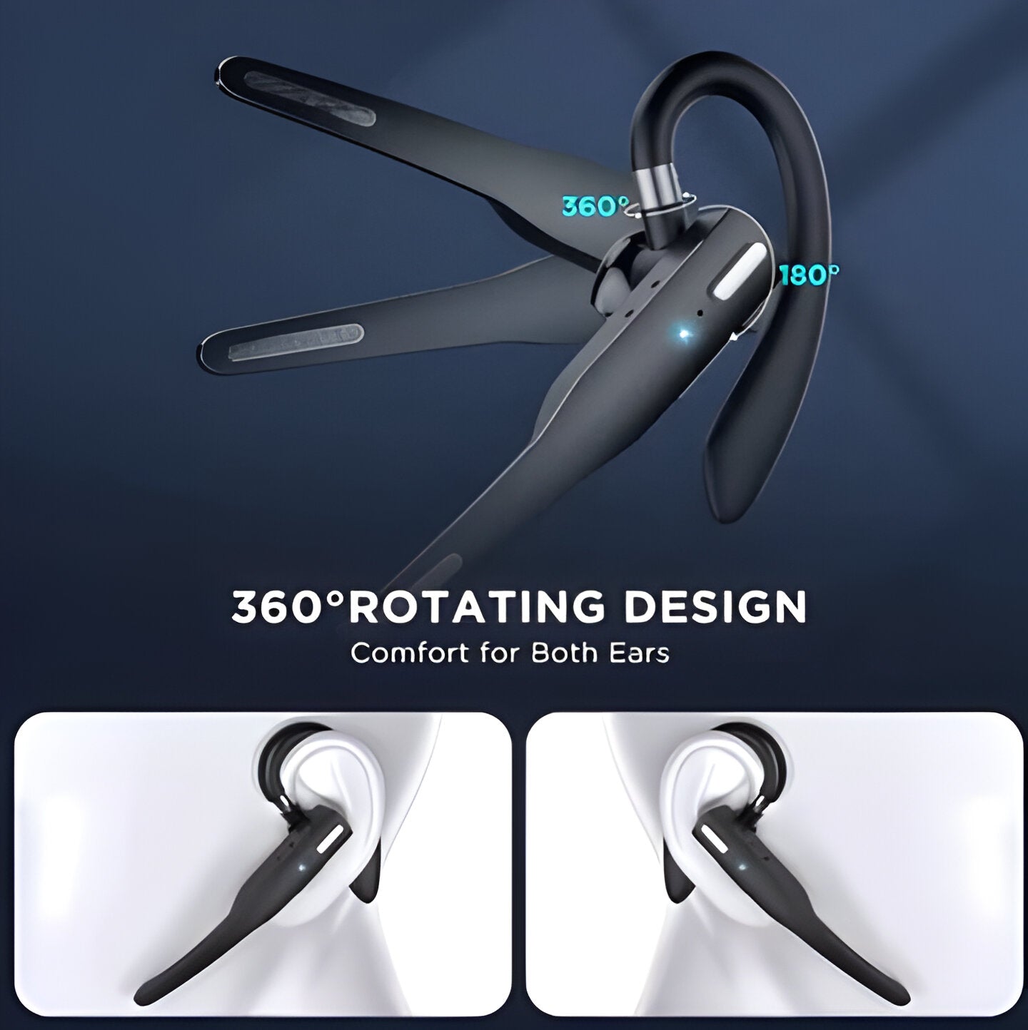 Wireless Bluetooth Headset Dual Microphone Noise Cancelling Earpiece