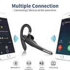 Wireless Bluetooth Headset Dual Microphone Noise Cancelling Earpiece