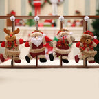Set of 4 Plush Christmas Tree Ornaments Faux Fur Trim - Image 4