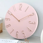 Modern Round Wood Grain Wall Clock Silent Non Ticking