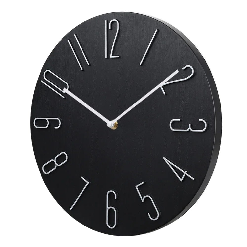 Modern Round Wood Grain Wall Clock Silent Non Ticking - Image 2