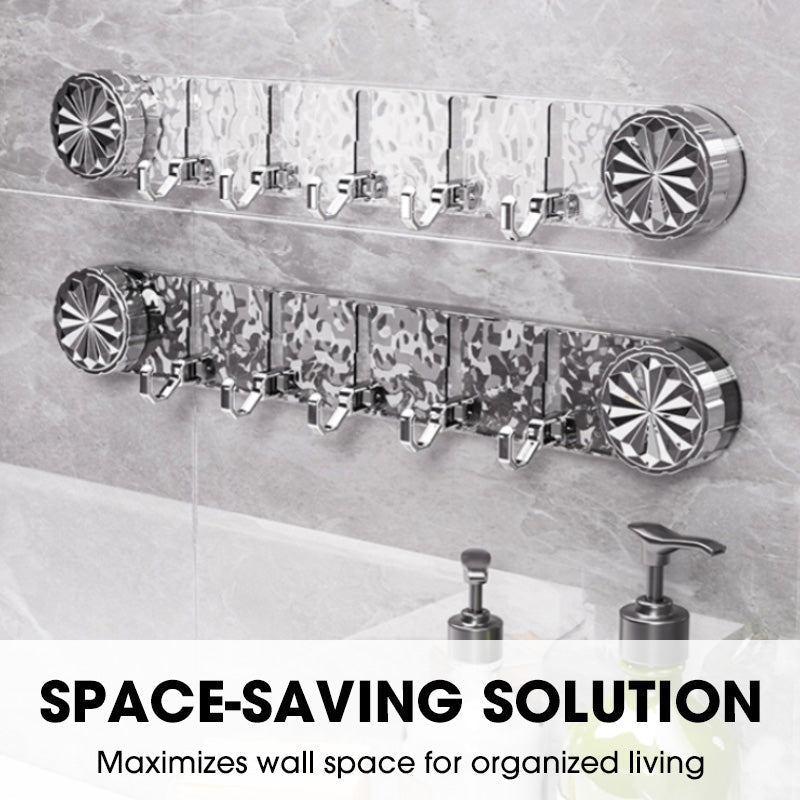 Adhesive Wall Hooks No Drill Foldable Space Saving Towel Rack - Image 2