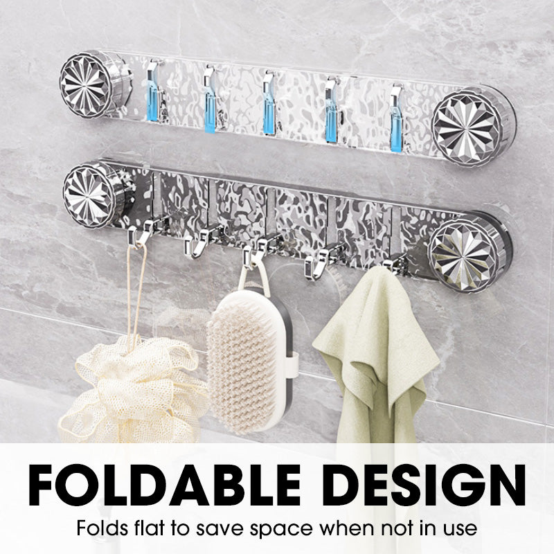 Adhesive Wall Hooks No Drill Foldable Space Saving Towel Rack - Image 4