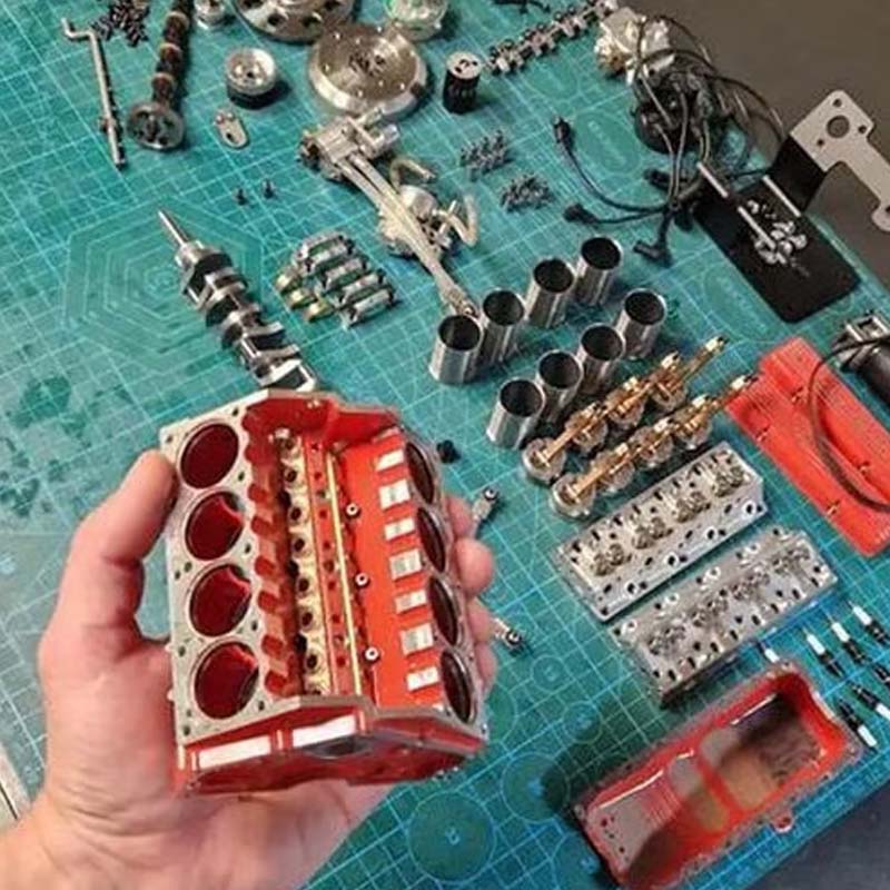 CNC Metal Mini V8 Engine Kit Runs on Gas - Image 9