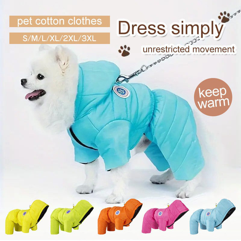 Dog Winter Coat Harness Full Body Fleece Lined Windproof Snowsuit