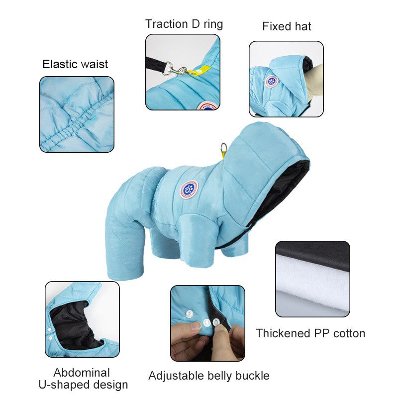 Dog Winter Coat Harness Full Body Fleece Lined Windproof Snowsuit - Image 7