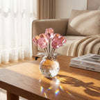 Crystal Rose Figurine Eternal Glass Flower Vase Gift Her - Image 5
