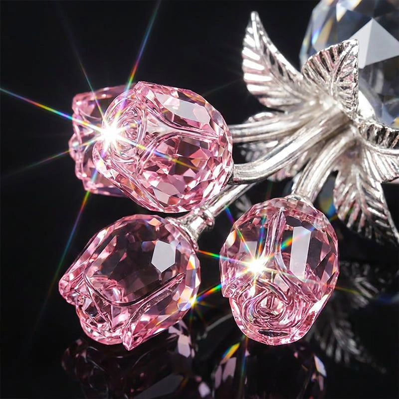 Crystal Rose Figurine Eternal Glass Flower Vase Gift Her - Image 3