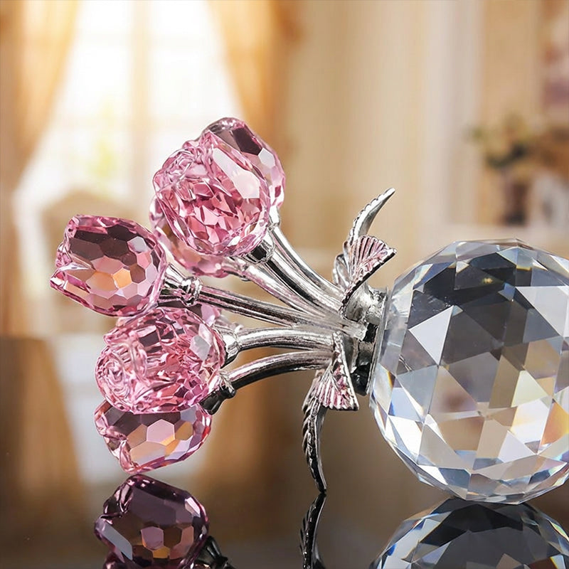 Crystal Rose Figurine Eternal Glass Flower Vase Gift Her - Image 6
