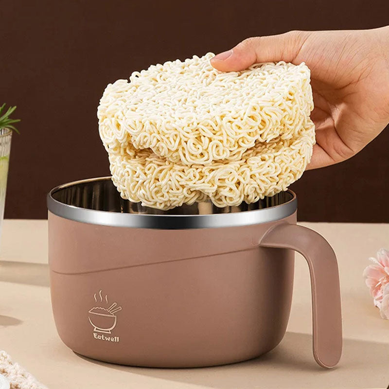 Stainless Steel Ramen Bowl Drain Lid Insulated Anti-Scald 1200ml - Image 3