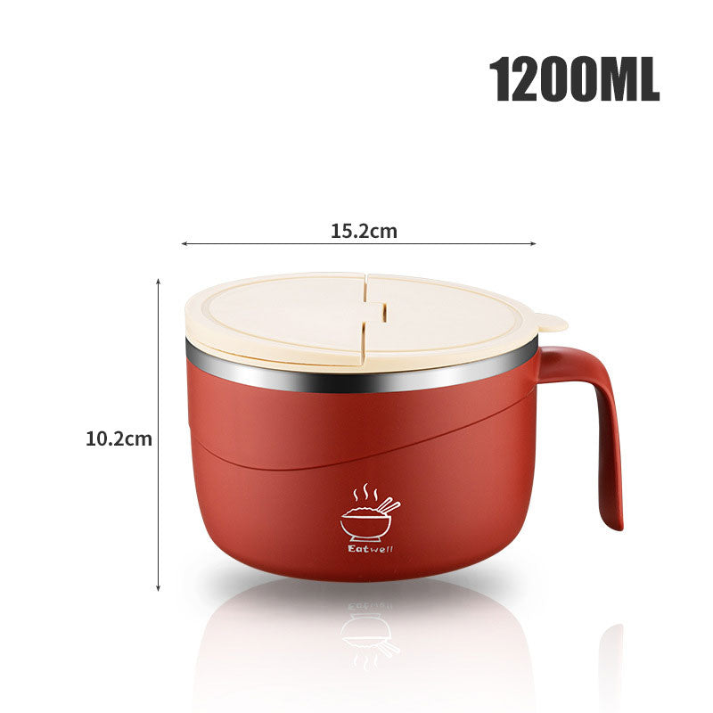 Stainless Steel Ramen Bowl Drain Lid Insulated Anti-Scald 1200ml - Image 9