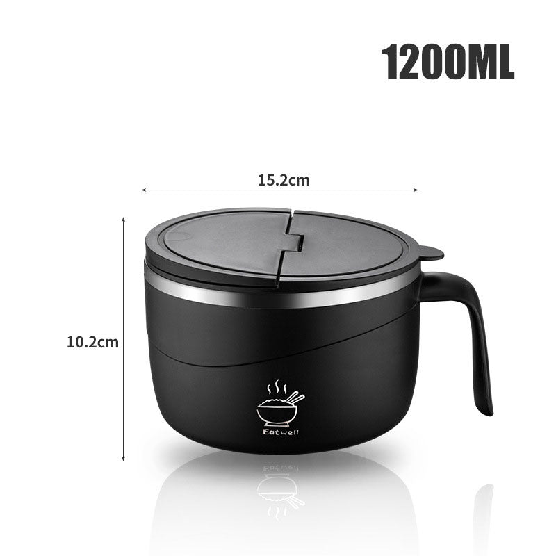 Stainless Steel Ramen Bowl Drain Lid Insulated Anti-Scald 1200ml - Image 8