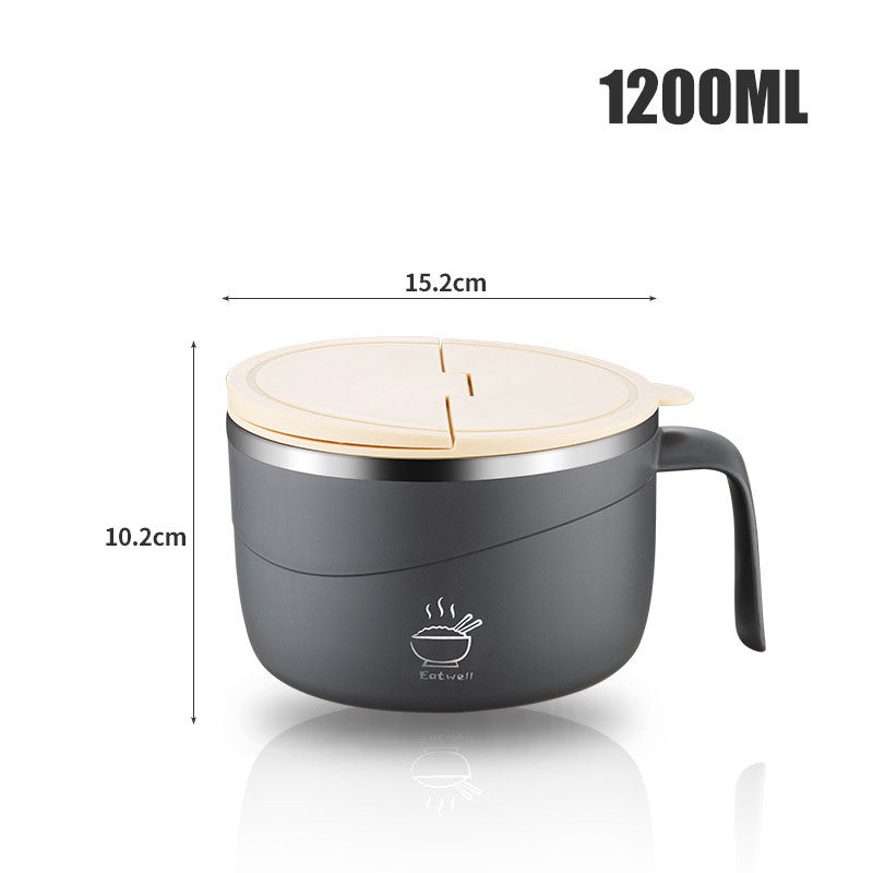 Stainless Steel Ramen Bowl Drain Lid Insulated Anti-Scald 1200ml - Image 12
