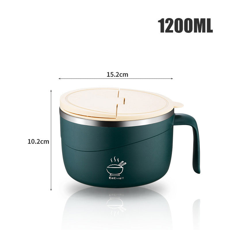 Stainless Steel Ramen Bowl Drain Lid Insulated Anti-Scald 1200ml - Image 10