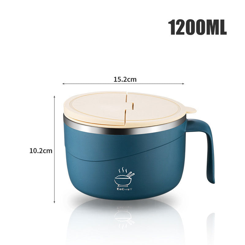 Stainless Steel Ramen Bowl Drain Lid Insulated Anti-Scald 1200ml - Image 11