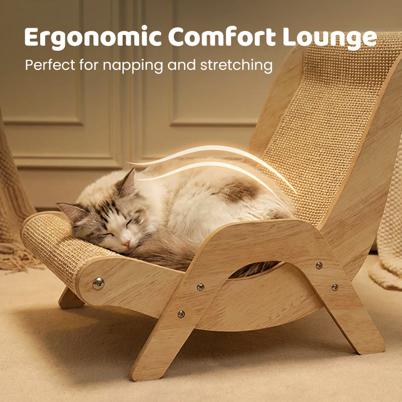 Cat Scratching Lounger Sisal Scratcher 2 in 1 Bed Durable Wooden - Image 6