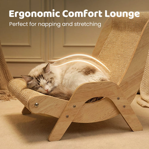 Cat Scratching Lounger Sisal Scratcher 2 in 1 Bed Durable Wooden - Image 6