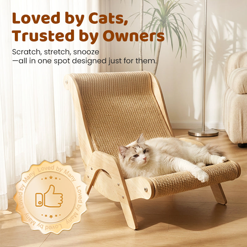 Cat Scratching Lounger Sisal Scratcher 2 in 1 Bed Durable Wooden - Image 9