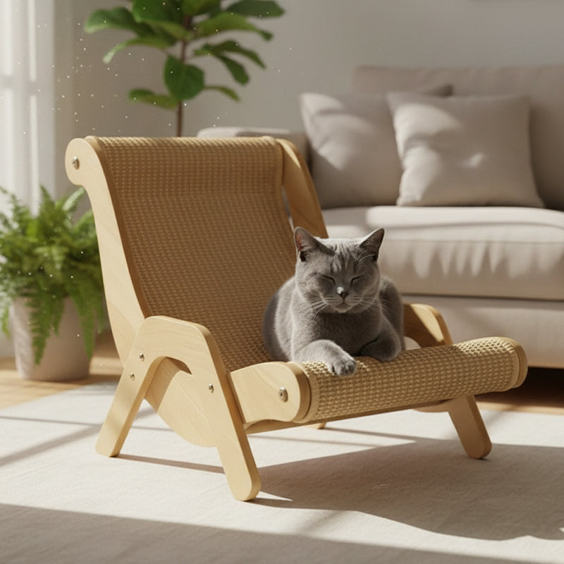 Cat Scratching Lounger Sisal Scratcher 2 in 1 Bed Durable Wooden - Image 10